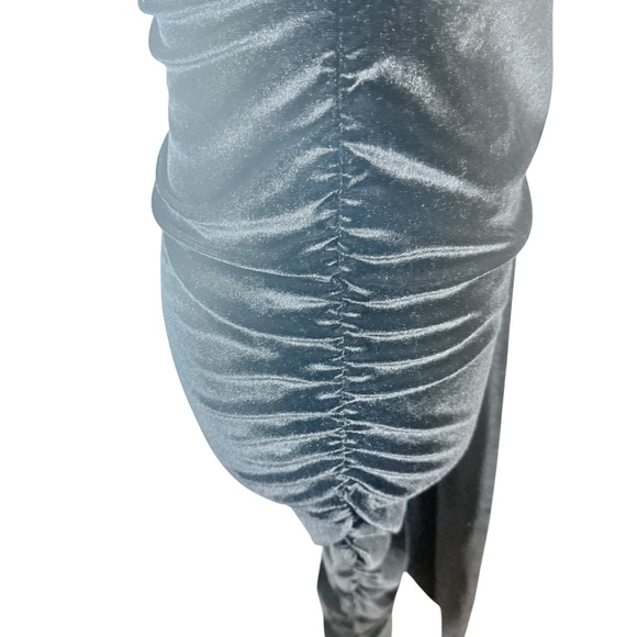 PrettyLittleThing Black Ruched Cocktail Asymmetrical Bodycon Dress | Size 4 - Picture 5 of 10